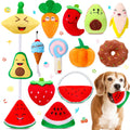 12-Piece Squeaky Plush Dog Toy Set | Fruit & Veggie Collection